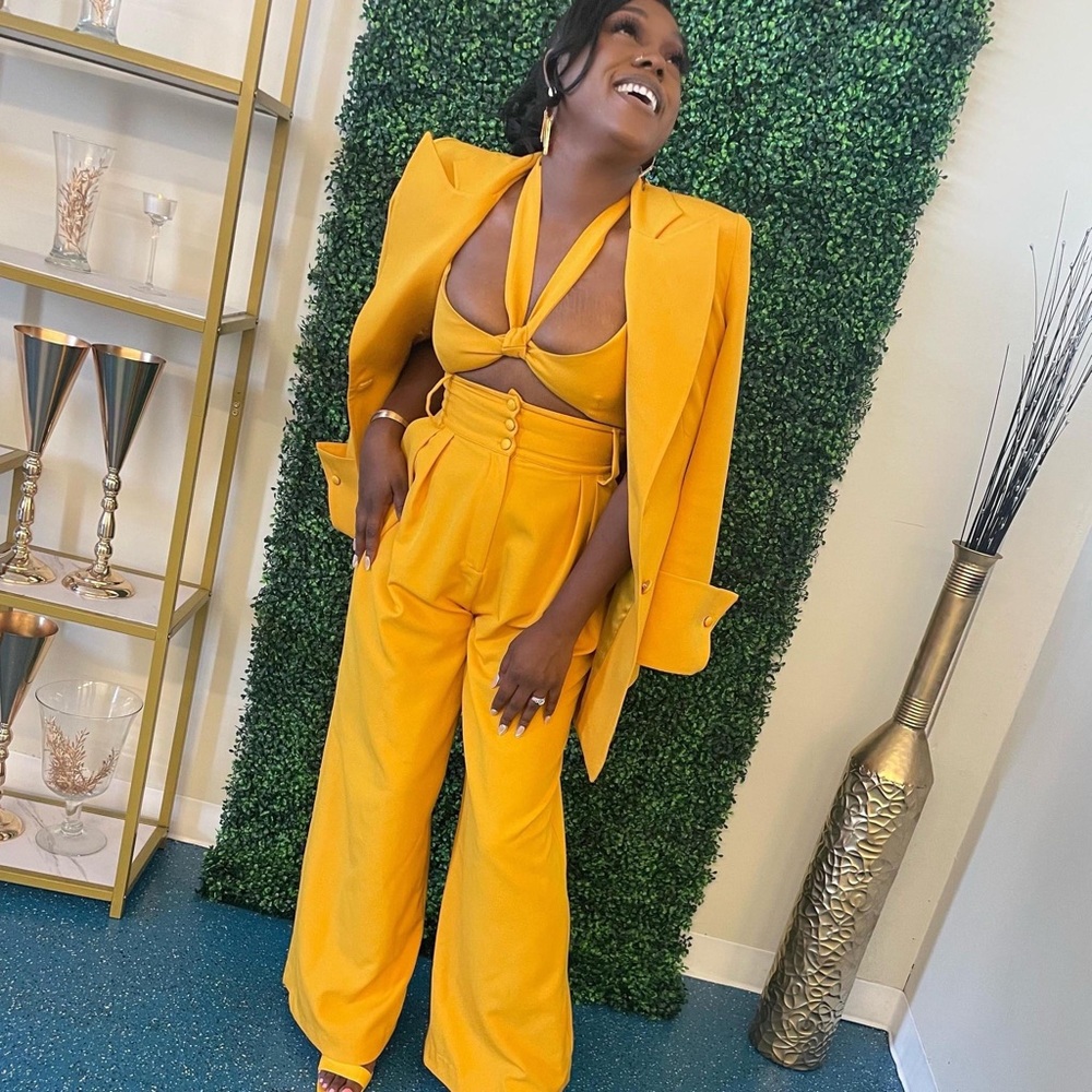 Mustard yellow 3 piece suit